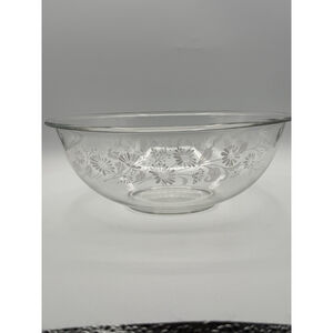 Vintage Pyrex 326 4L Colonial Mist Mixing Bowl Clear White Daisies 11 3/4” Large